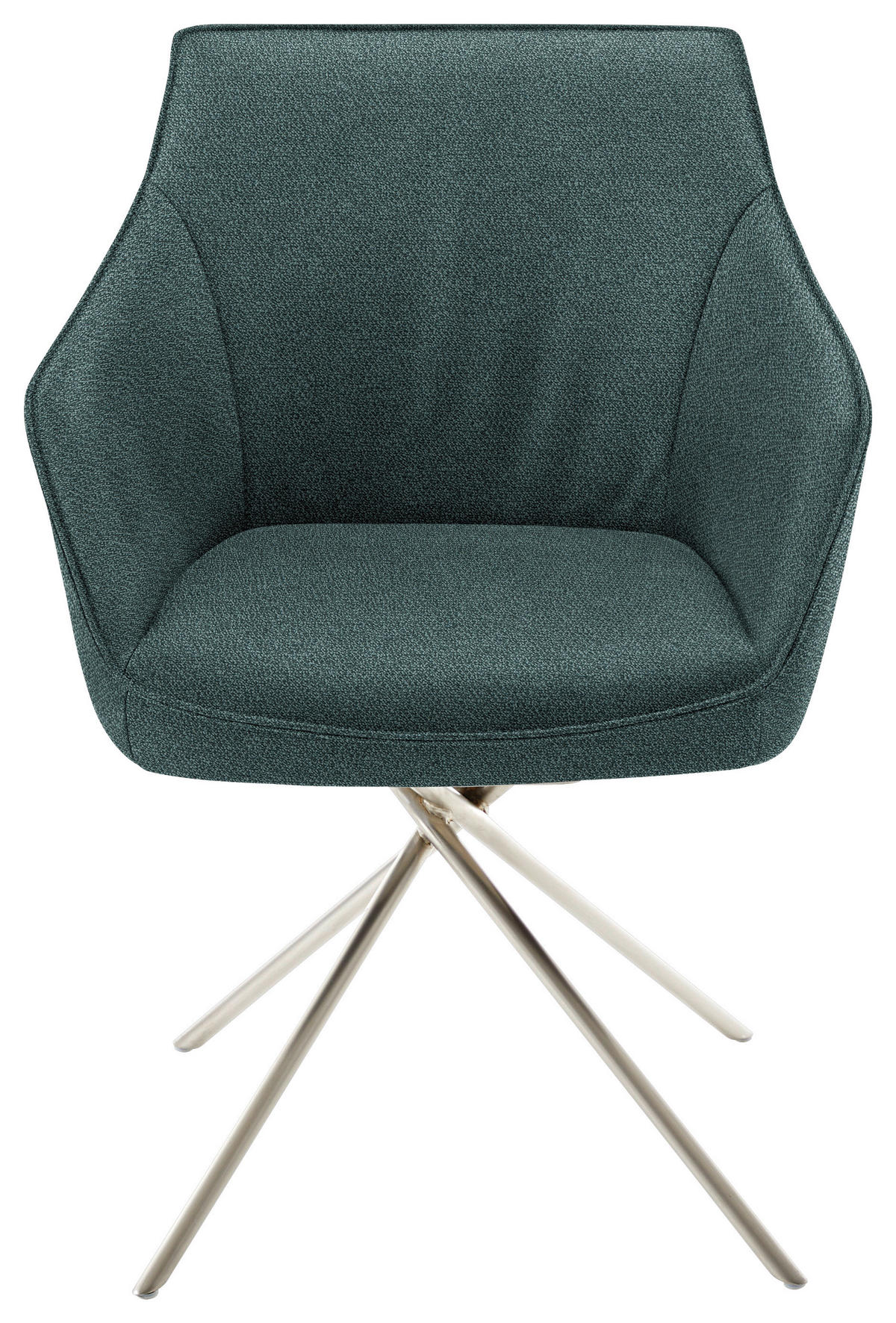 ARMLEHNSTUHL  in Nickel Flachgewebe  - Edelstahlfarben/Petrol, Design, Textil/Metall (60/84/67cm) - Koinor