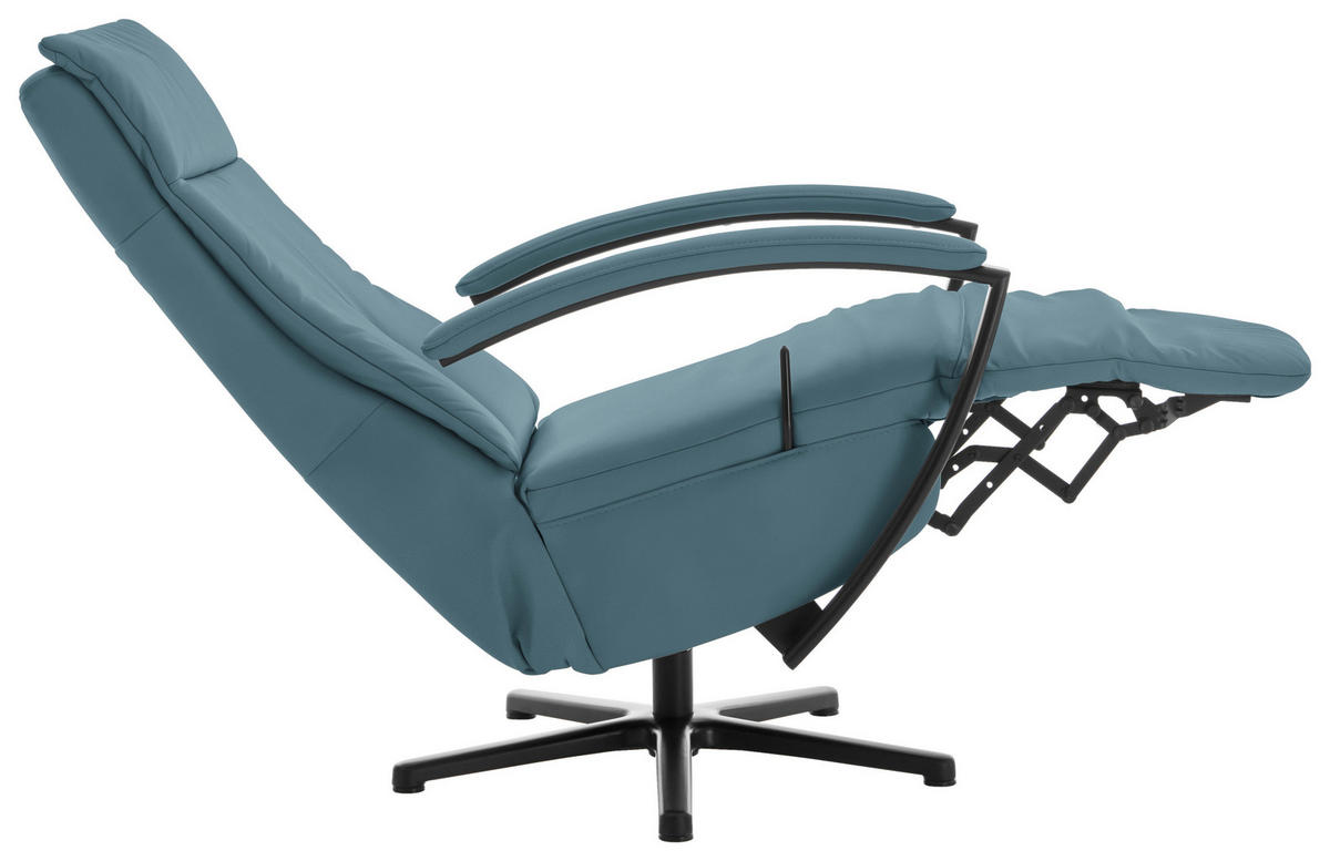 RELAXSESSEL in Leder Blau  - Blau/Schwarz, Design, Leder/Metall (76/112/83cm) - Beldomo Speed
