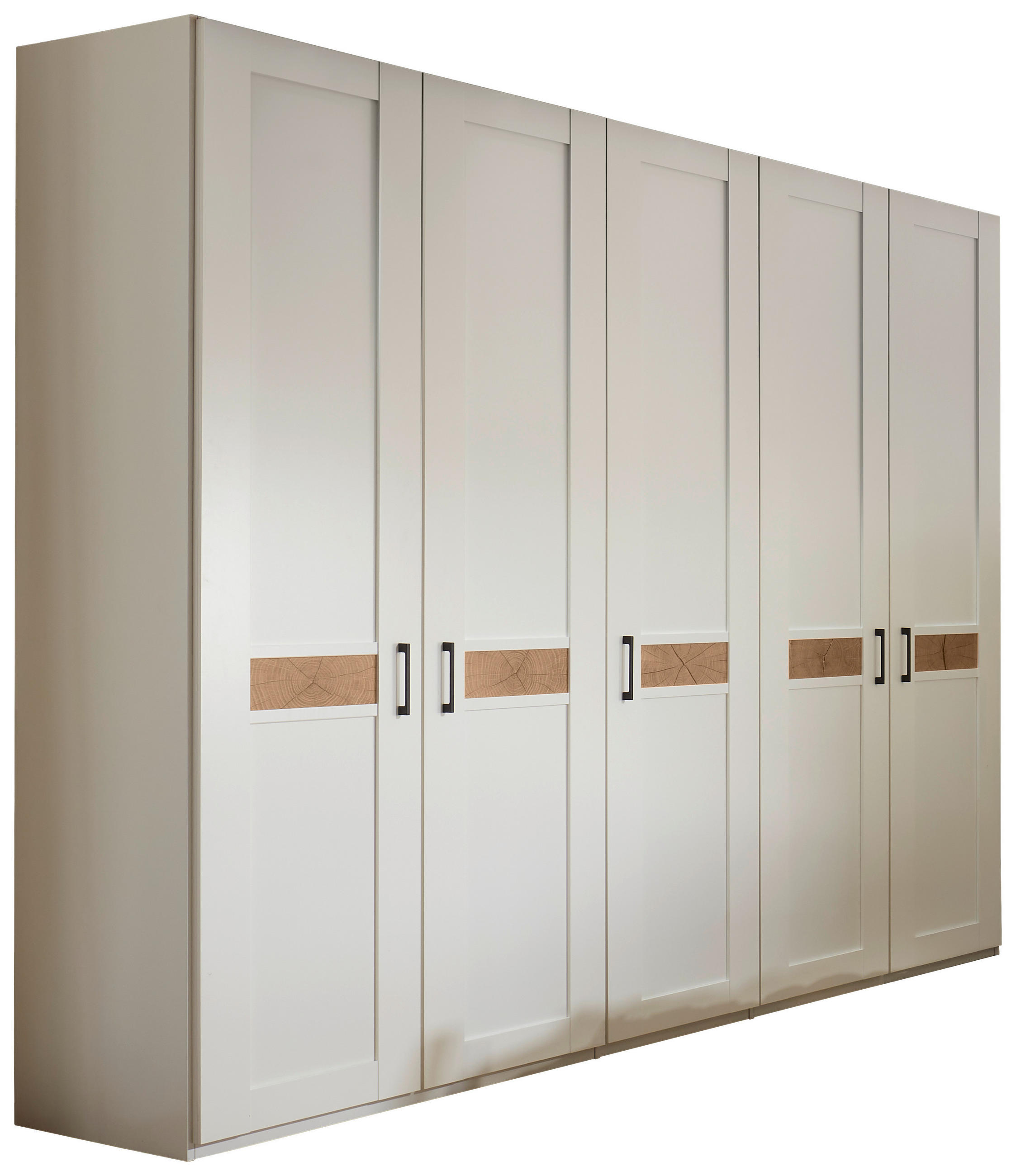 DREHTÜRENSCHRANK 250/216/60 cm,  in Weiß, Eiche Bianco, 5-türig  - Eiche Bianco/Schwarz, LIFESTYLE, Holzwerkstoff/Metall (250/216/60cm) - Landscape