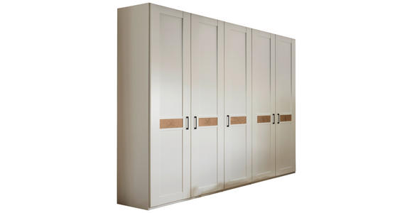 DREHTÜRENSCHRANK 250/216/60 cm,  in Weiß, Eiche Bianco, 5-türig  - Eiche Bianco/Schwarz, LIFESTYLE, Holzwerkstoff/Metall (250/216/60cm) - Landscape