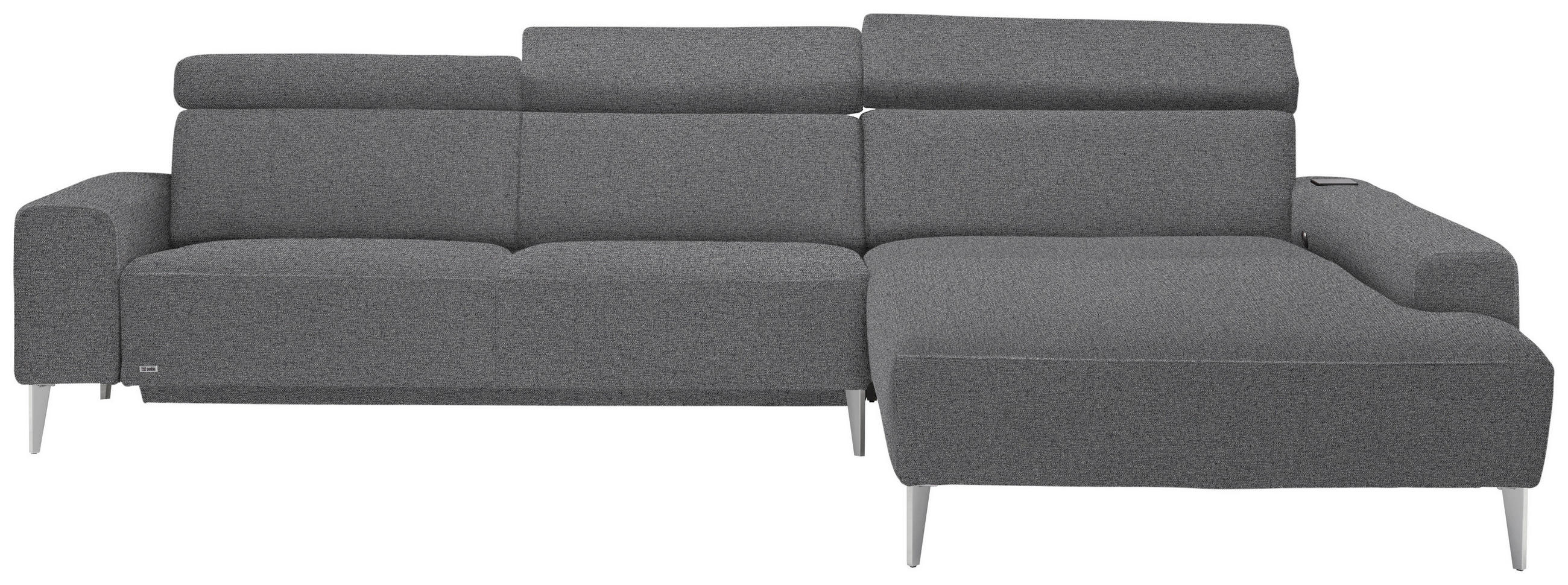 ECKSOFA  in Webstoff Grau  308/205 cm  - Alufarben/Grau, Design, Textil (308/205cm) - Sedda