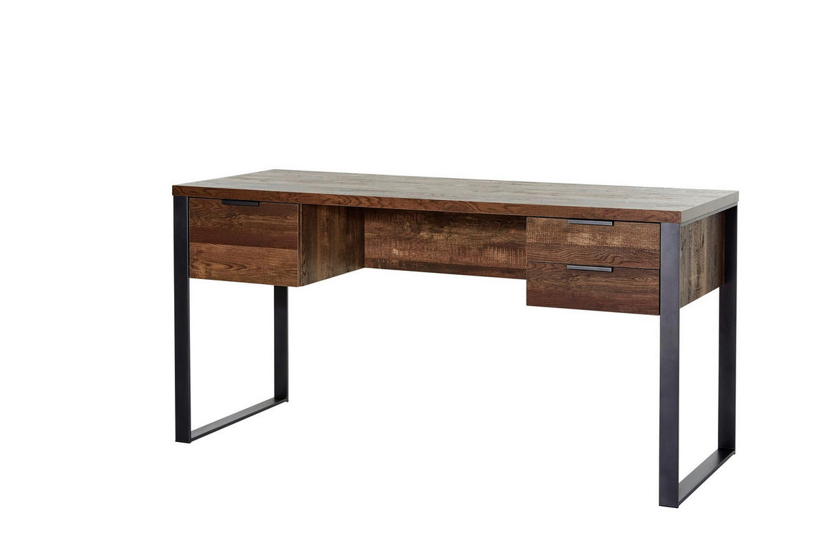SCHREIBTISCH 152,4/60/76,2 cm Eichefarben Stauraum  - Eichefarben/Anthrazit, LIFESTYLE, Holzwerkstoff/Metall (152,4/60/76,2cm)