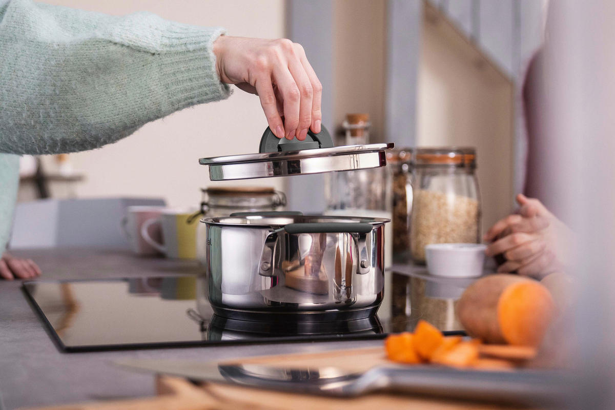 GRYT- OCH KASTRULLSET 3 delar  - klar/stålfärgad, Basics, metall/glas - Tefal