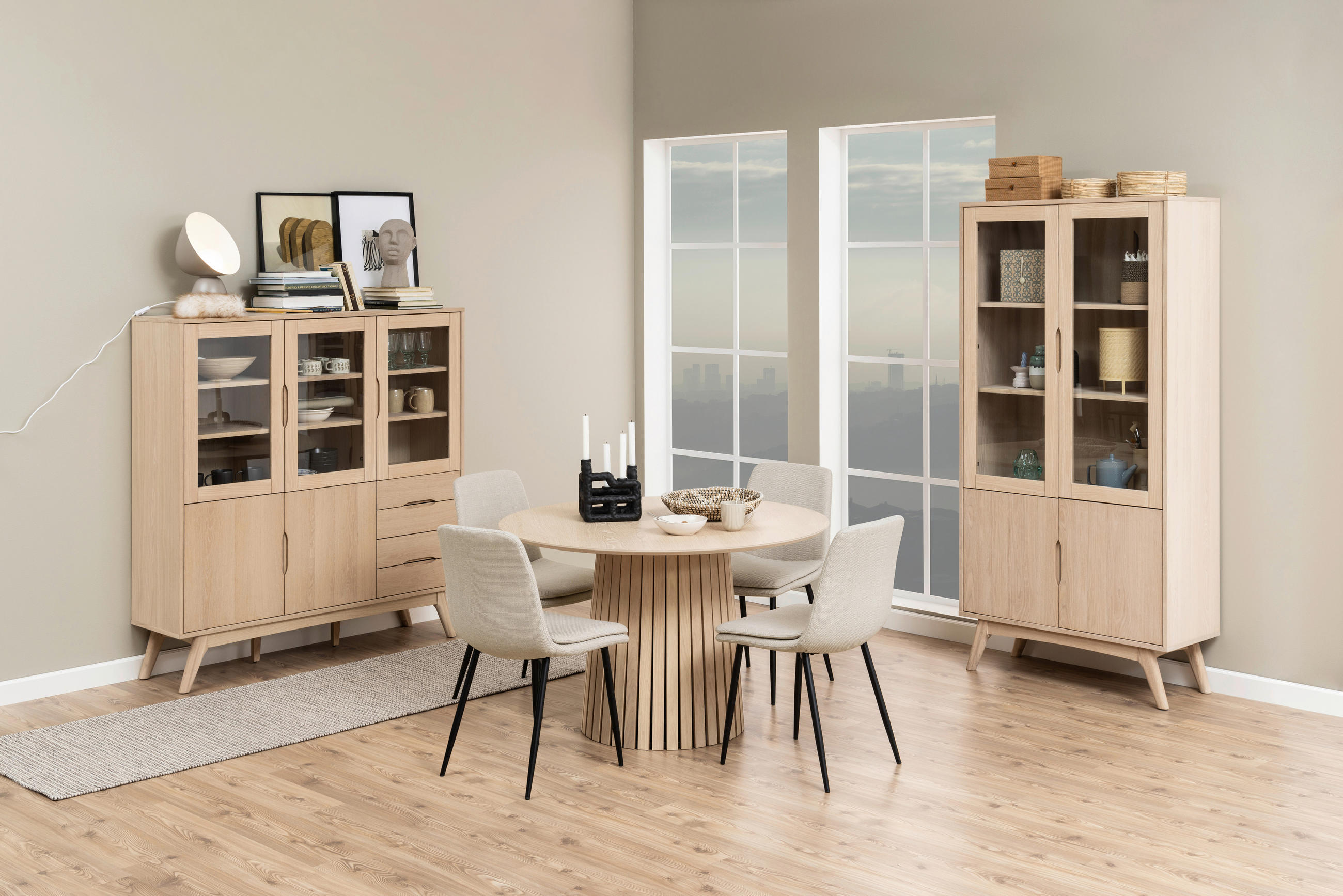 VITRINE in furniert Eiche Eichefarben  - Eichefarben, MODERN, Glas/Holz (94/192/40cm) - MID.YOU