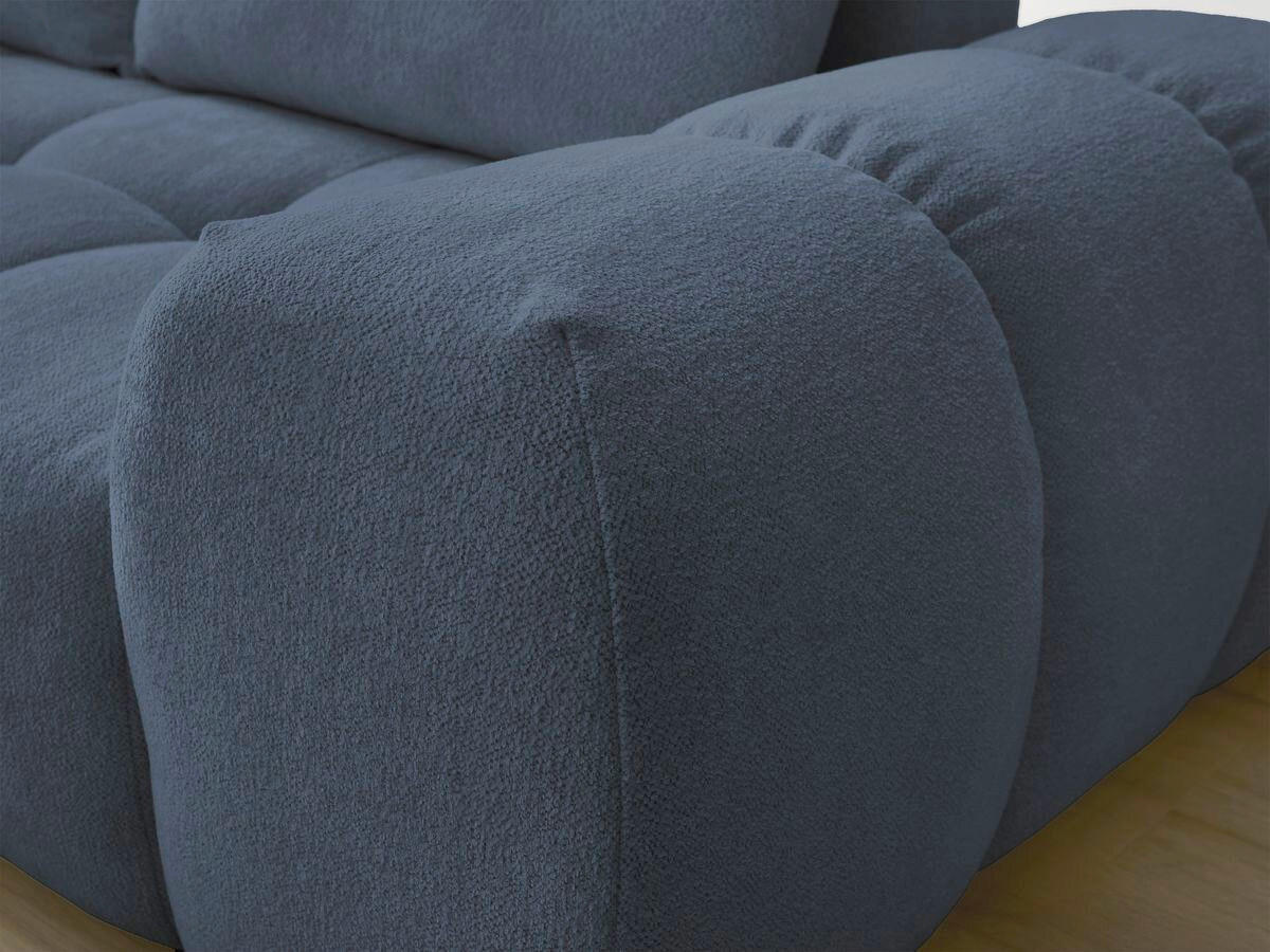 ECKSCHLAFSOFA EVEREST  mit Rücken echt, Armteil links, Armteil rechts Flachgewebe Dunkelblau  - Schwarz/Dunkelblau, MODERN, Kunststoff/Textil (320/212cm)