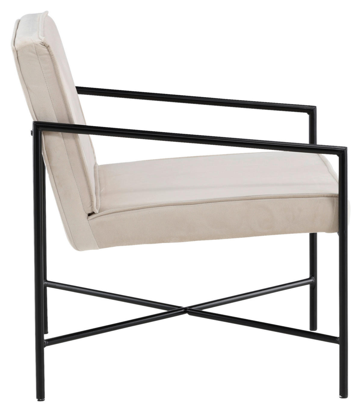 SESSEL in Samt Schwarz, Beige  - Beige/Schwarz, Design, Textil/Metall (66/78/65cm) - Livetastic