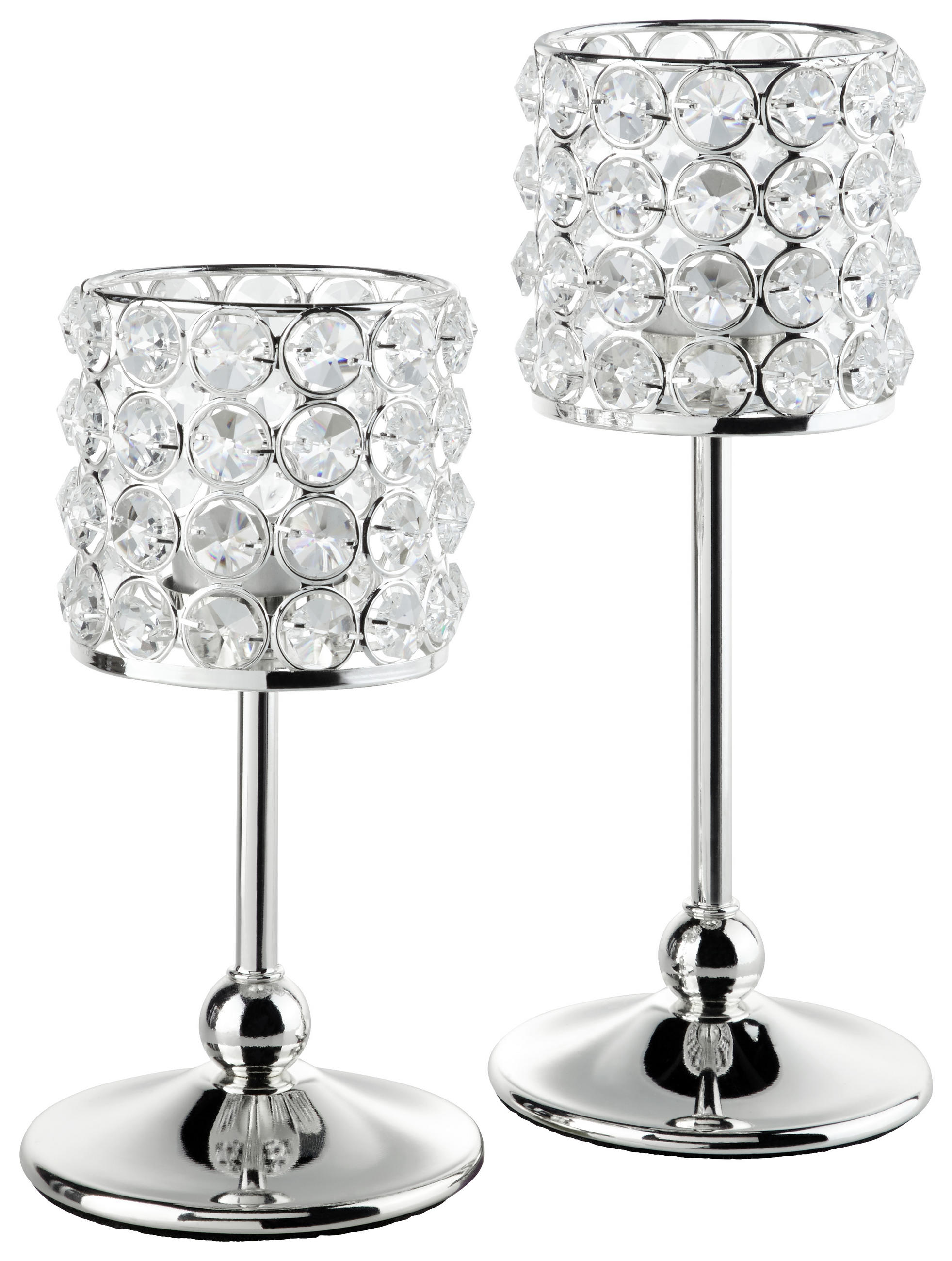TEELICHTHALTER  - Silberfarben, Basics, Glas/Metall (10/20cm) - Ambia Home