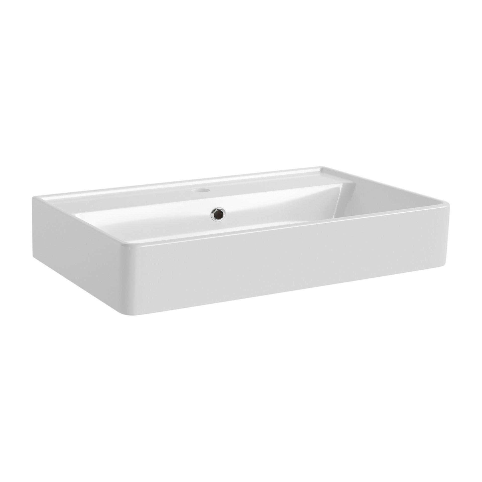 WASCHBECKEN 61/14,2/41 cm  - Weiß, MODERN, Keramik (61/14,2/41cm) - Voleo