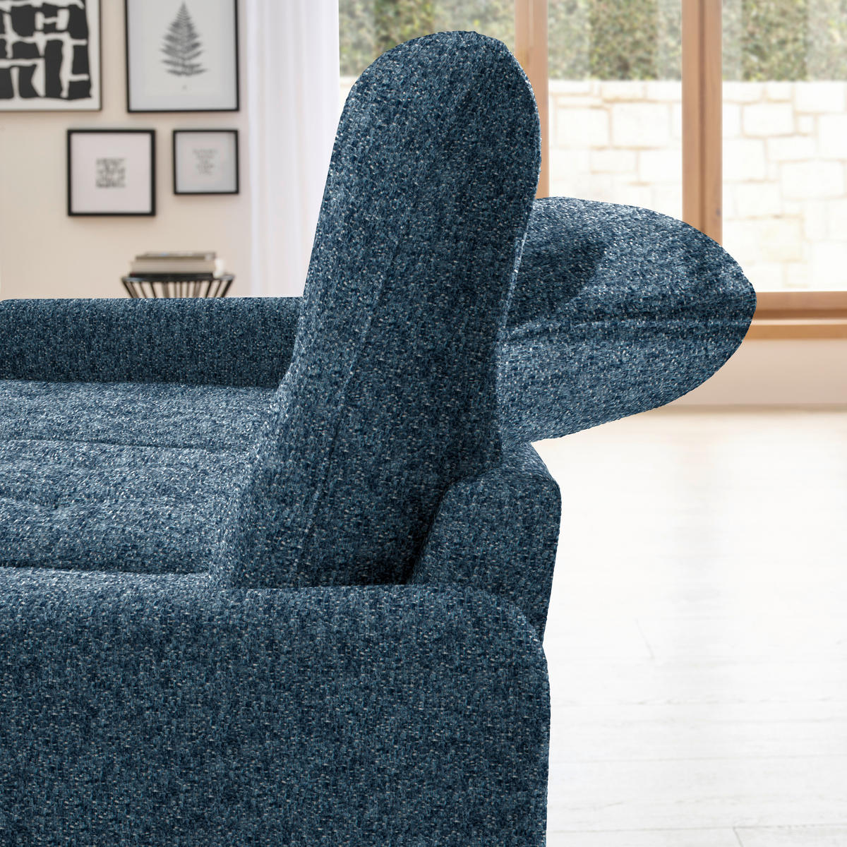 ECKSOFA Blau Chenille  - Blau/Schwarz, KONVENTIONELL, Textil/Metall (190/254cm) - Livetastic