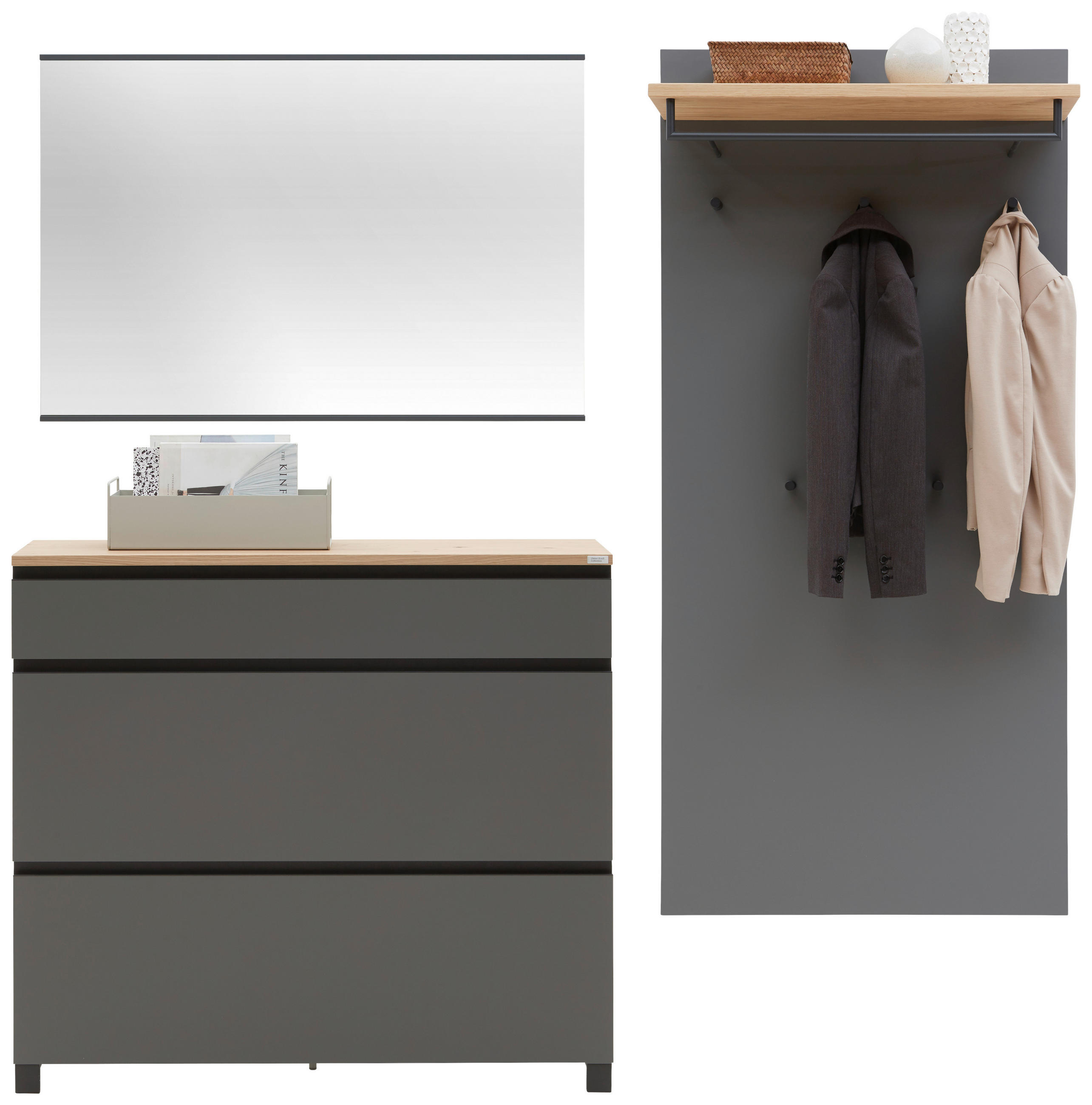 GARDEROBE 3-teilig in 205/195/31 cm - Eichefarben/Anthrazit, Design, Holz/Holzwerkstoff (205/195/31cm) - Dieter Knoll