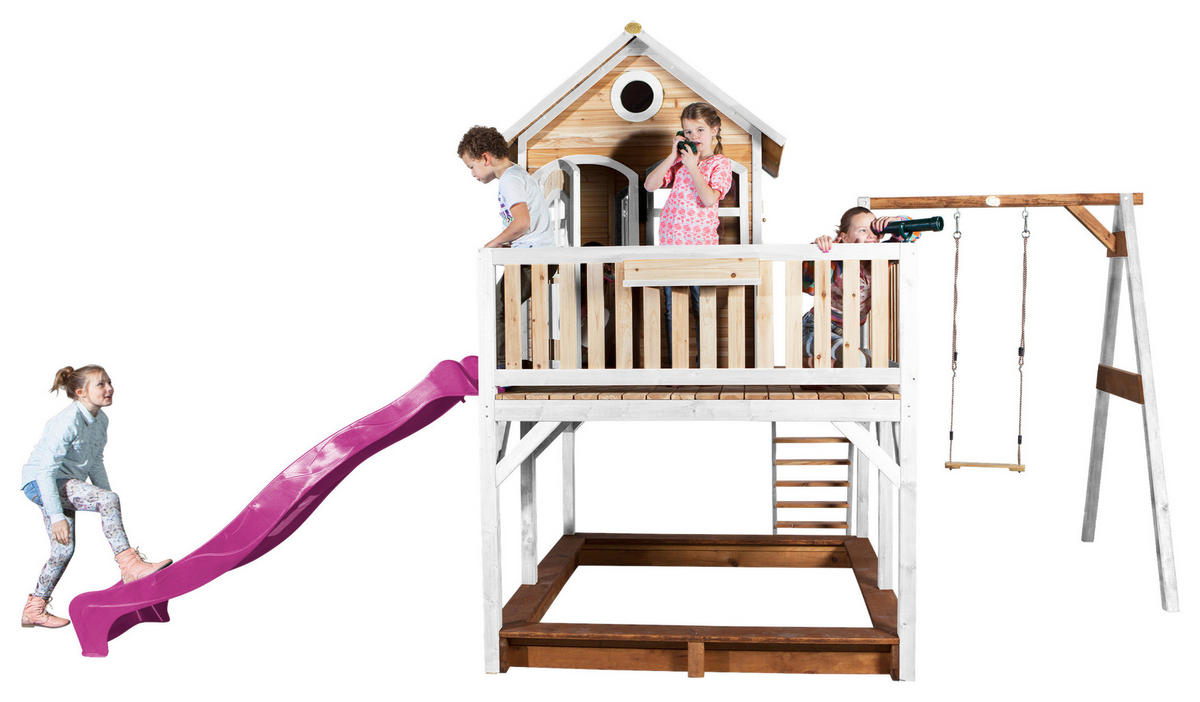 SPIELTURM 541/291/277 cm  - Lila/Braun, KONVENTIONELL, Holz/Kunststoff (541/291/277cm) - Ambia Garden