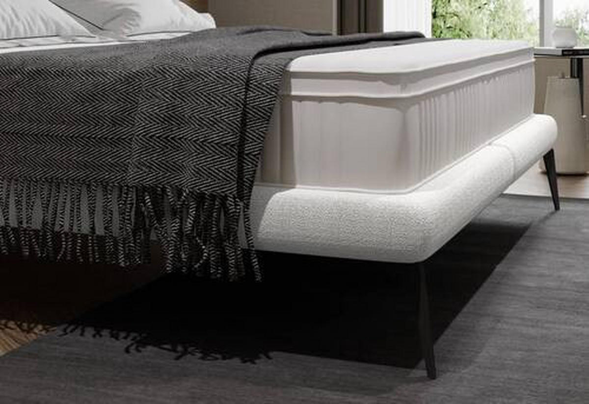 KÁRPITOZOTT ÁGY 180/200 cm  fehér  - fekete/krém, Modern, textil/fém (180/200cm) - Livetastic