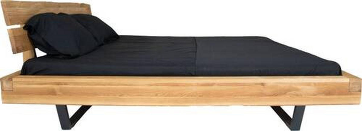 TRÁMOVÁ POSTEL, 140/200 cm barvy dubu - černá/barvy dubu, Natur, kov/dřevo (140/200cm) - Carryhome
