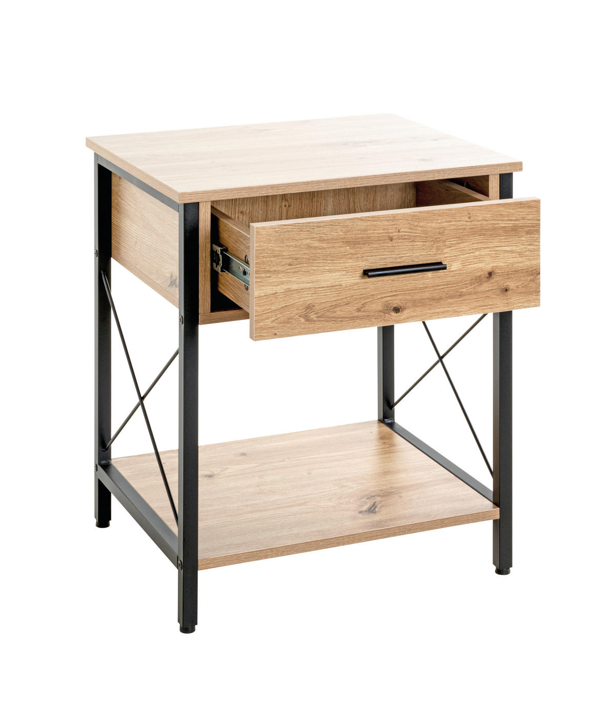 BEISTELLTISCH 45/40/60 cm Schwarz, Eichefarben  - Eichefarben/Schwarz, Design, Holzwerkstoff/Metall (45/40/60cm)