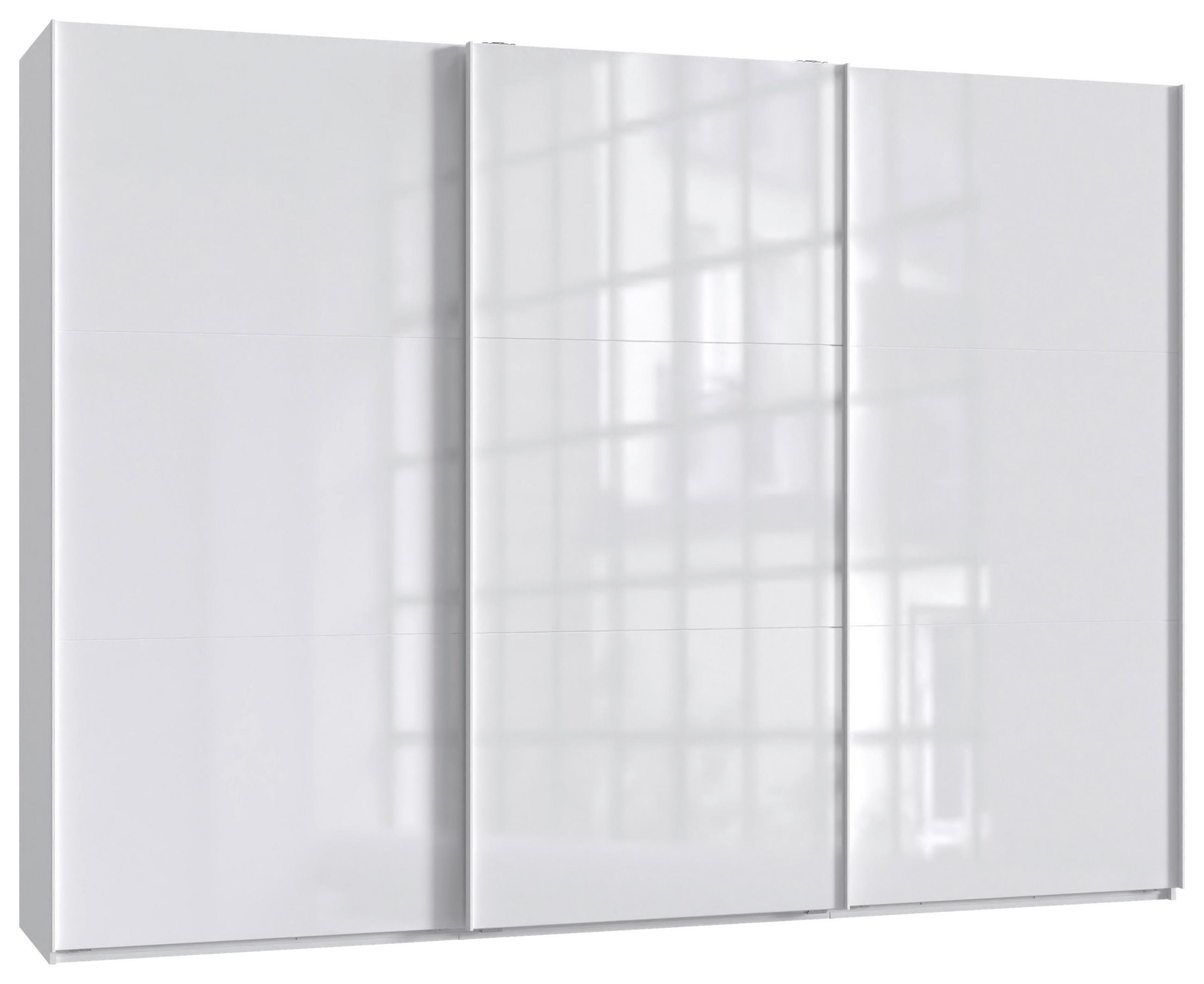 SCHWEBETÜRENSCHRANK 300/216/65 cm 3-türig Weiß, Weiß Hochglanz  - Weiß Hochglanz/Weiß, MODERN, Holzwerkstoff/Metall (300/216/65cm) - Hom`in
