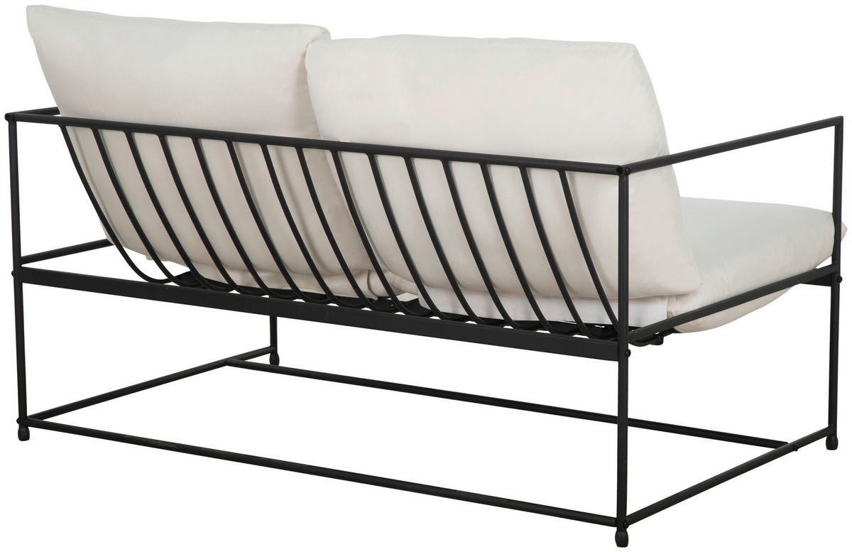 SOFA Samt Weiß  - Schwarz/Weiß, MODERN, Textil/Metall (129/75/87cm) - P & B