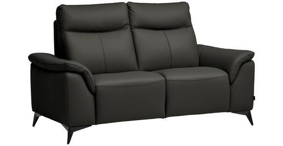 2-SITZER-SOFA  in Echtleder Anthrazit   - Anthrazit/Schwarz, Design, Leder/Metall (176/105/98cm) - Belluti