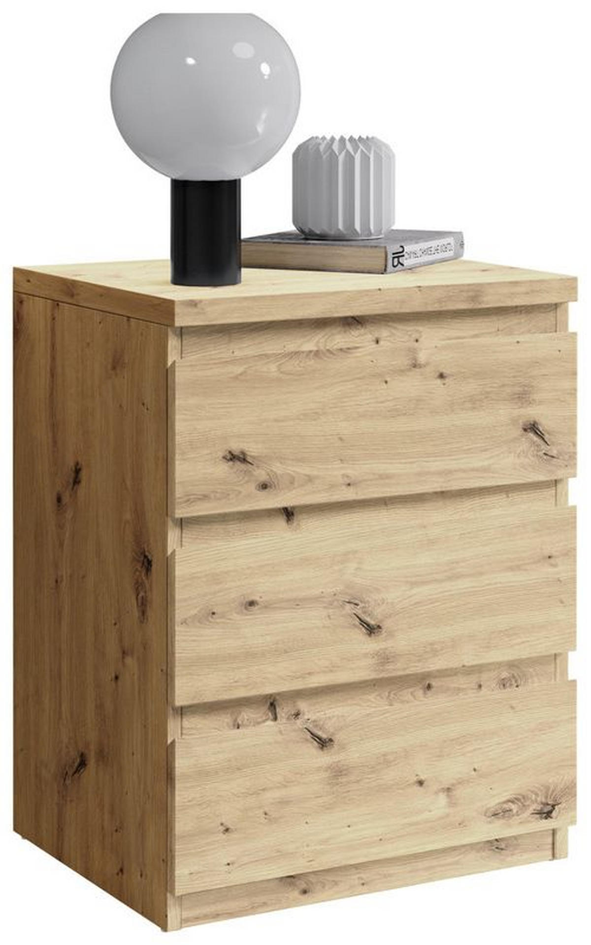 NACHTSCHRANK 45/61,4/38 cm  - Eichefarben/Schwarz, Basics, Holzwerkstoff/Kunststoff (45/61,4/38cm) - MID.YOU