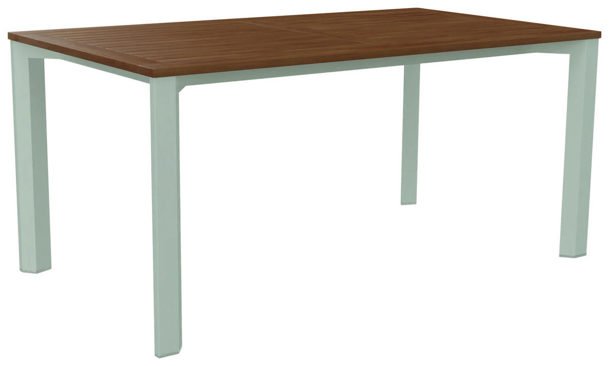 GARTENTISCHGRUPPE Flachgewebe Teakholzmassiv Aluminium  - Greige/Teakfarben, Basics, Holz/Textil - Stern