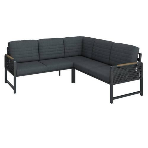 TERASOVÁ SEDACÍ SOUPRAVA kov, plast, textil - tmavě šedá/přírodní barvy, Moderní, kov/textil (192/195cm) - Ambia Garden
