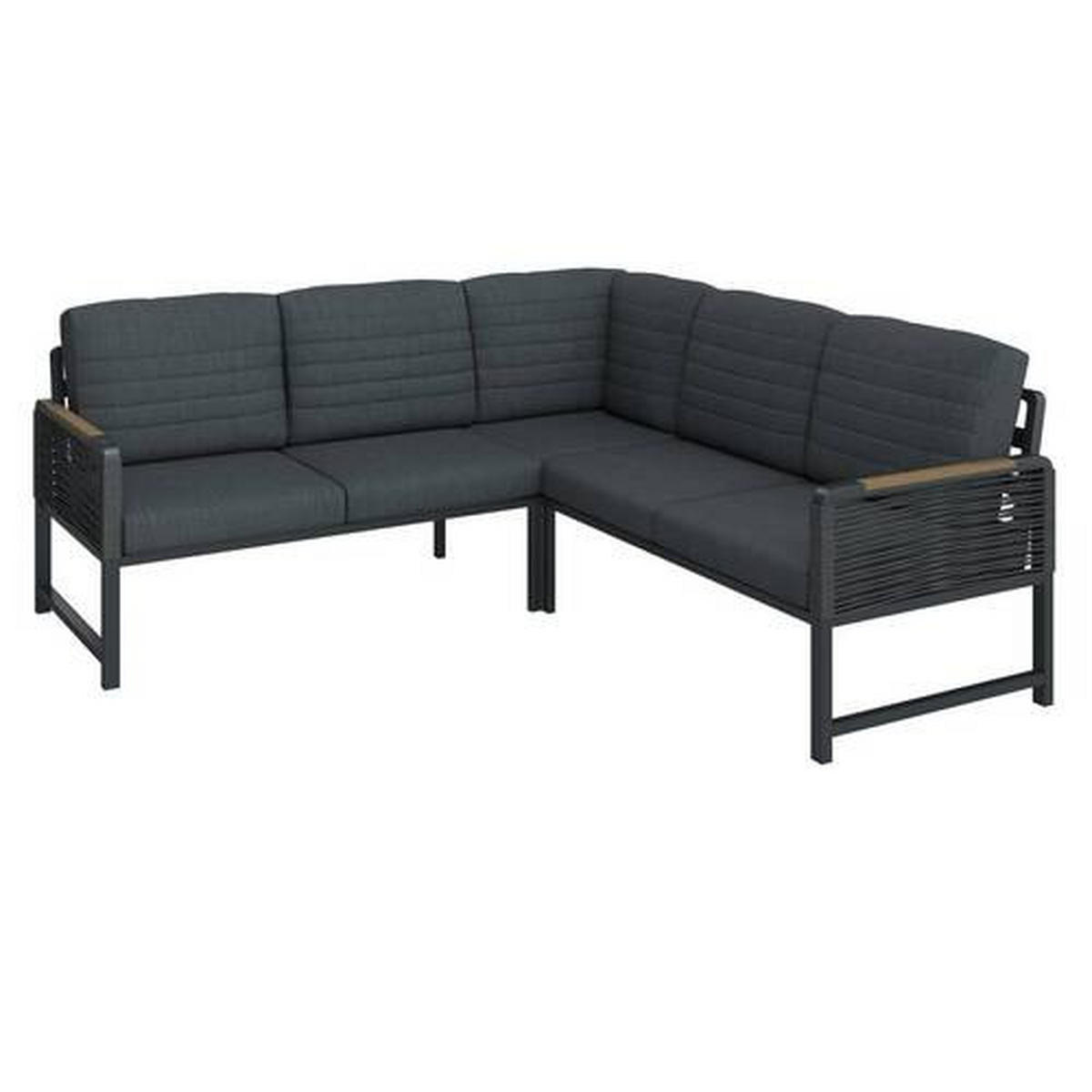 LOUNGEGARNITUR 192/195 cm Aluminium  - Dunkelgrau/Naturfarben, MODERN, Kunststoff/Textil (192/195cm) - Ambia Garden