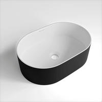 WASCHBECKEN 45/14/30 cm  - Schwarz/Weiß, Basics, Stein (45/14/30cm) - Dieter Knoll