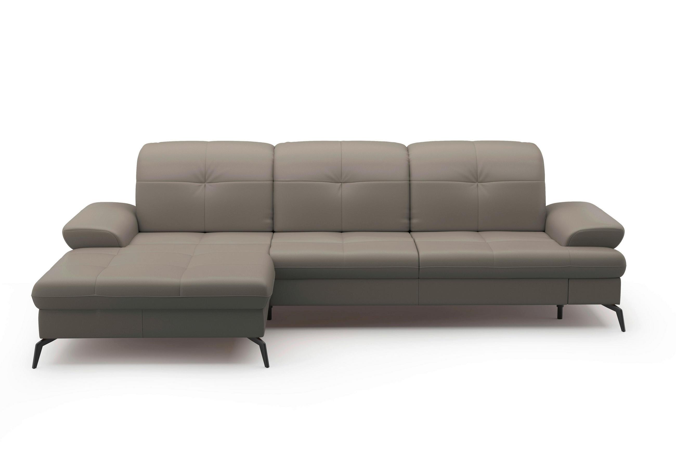 ECKSOFA Grau Kombination Echtleder/Stoff Vliesstoff  - Schwarz/Grau, KONVENTIONELL, Leder/Textil (185/279cm) - Sit & More