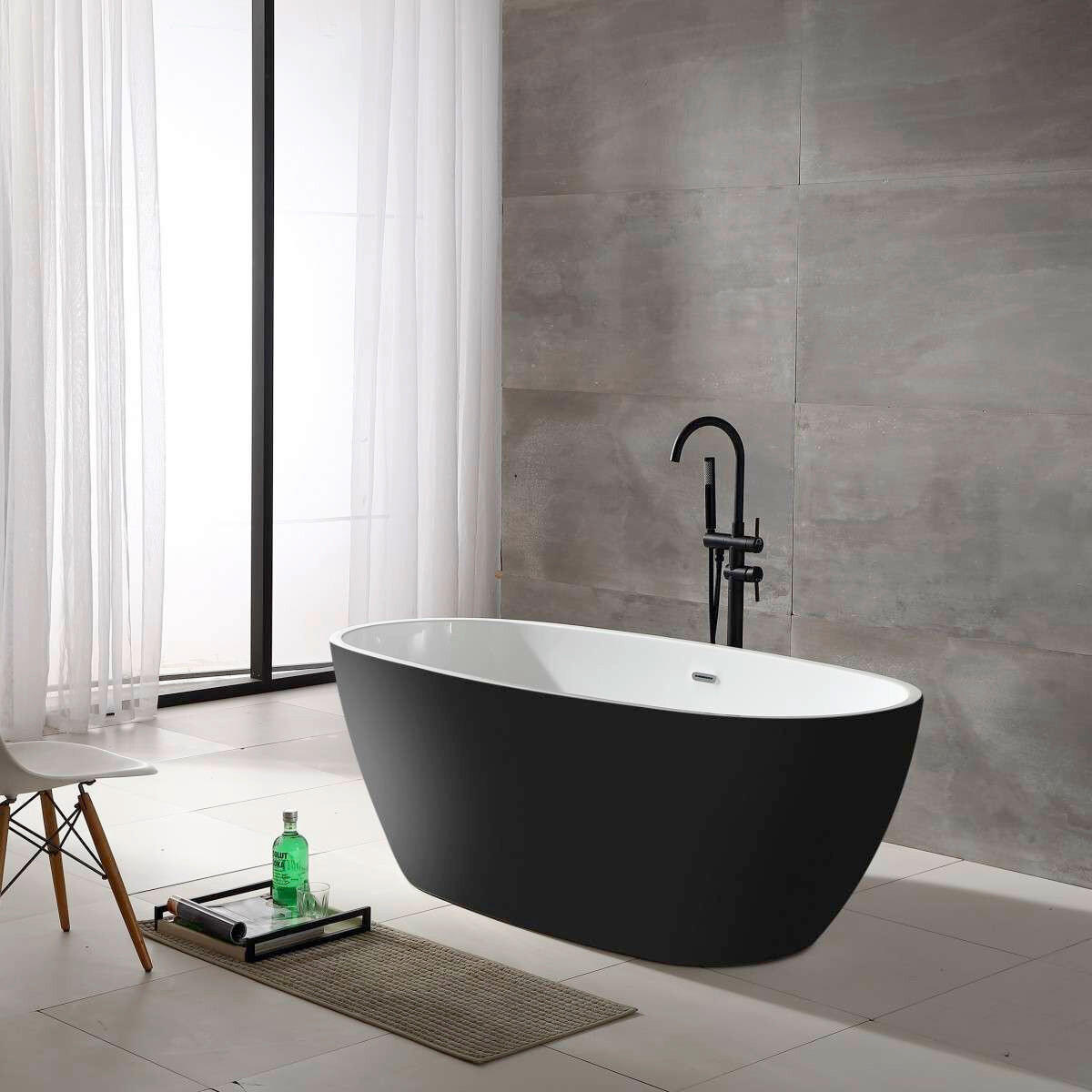 BADEWANNE freistehend  170/80,6/60 cm  - Schwarz/Weiß, KONVENTIONELL, Kunststoff (170/80,6/60cm) - Sanotechnik