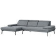 ECKSOFA Ottomane links, Eckteil  More_LZ Dunkelgrau Webstoff  - Dunkelgrau/Schwarz, Design, Textil/Metall (188/296cm) - Xora