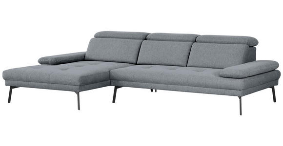 ECKSOFA Ottomane links, Eckteil  More_LZ Dunkelgrau Webstoff  - Dunkelgrau/Schwarz, Design, Textil/Metall (188/296cm) - Xora