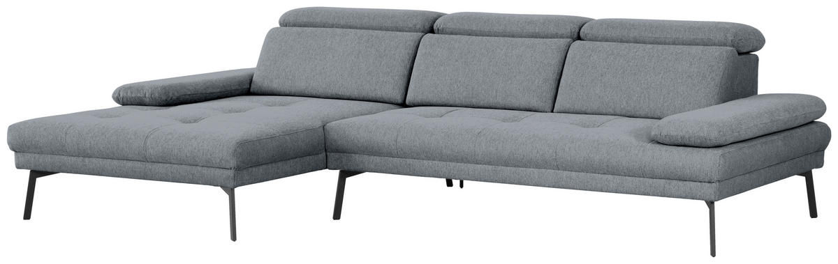 ECKSOFA Ottomane links, Eckteil  More_LZ Dunkelgrau Webstoff  - Dunkelgrau/Schwarz, Design, Textil/Metall (188/296cm) - Xora