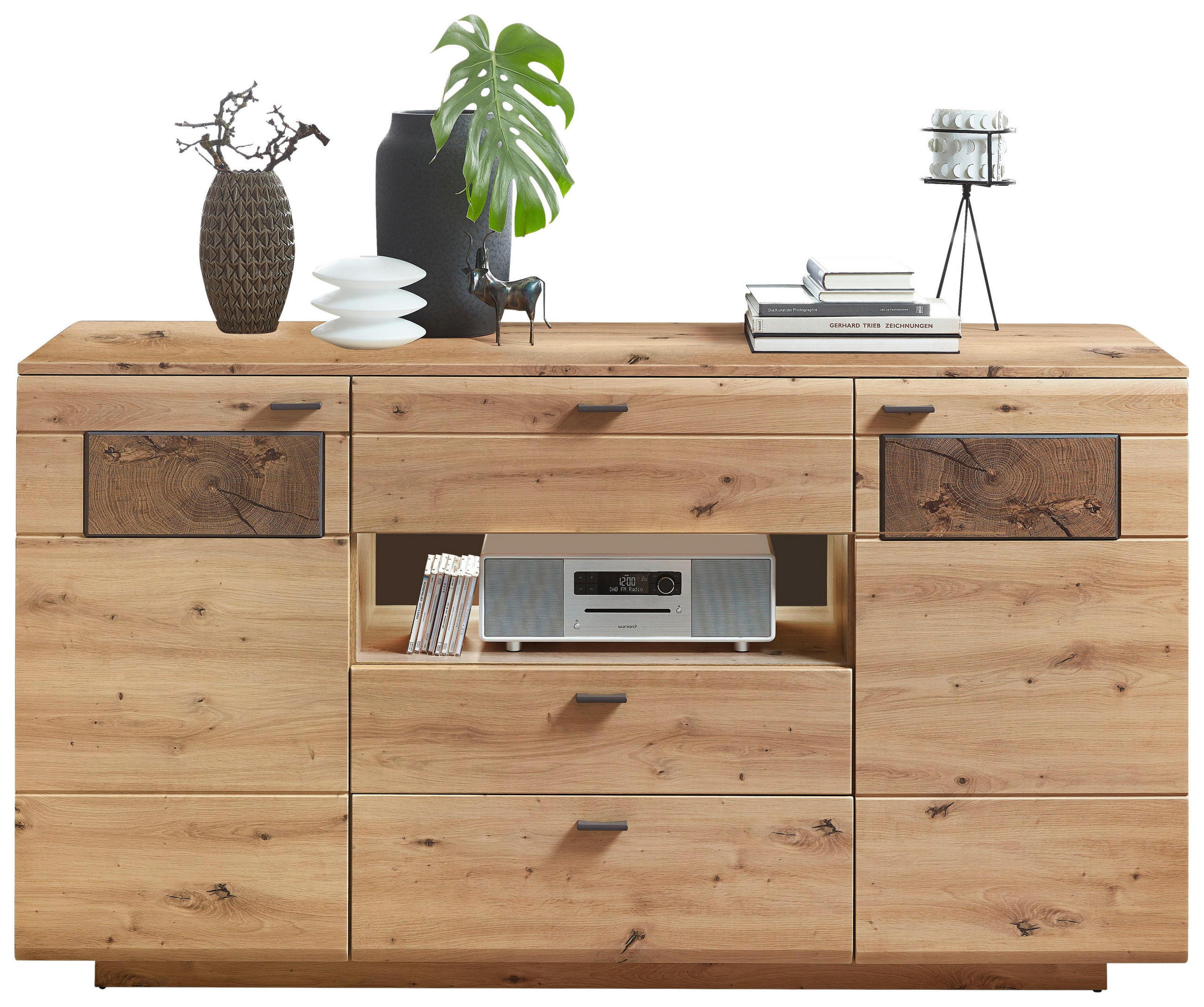 SIDEBOARD  in 175/98/47 cm  - Eichefarben/Graphitfarben, MODERN, Holzwerkstoff/Metall (175/98/47cm) - Livetastic