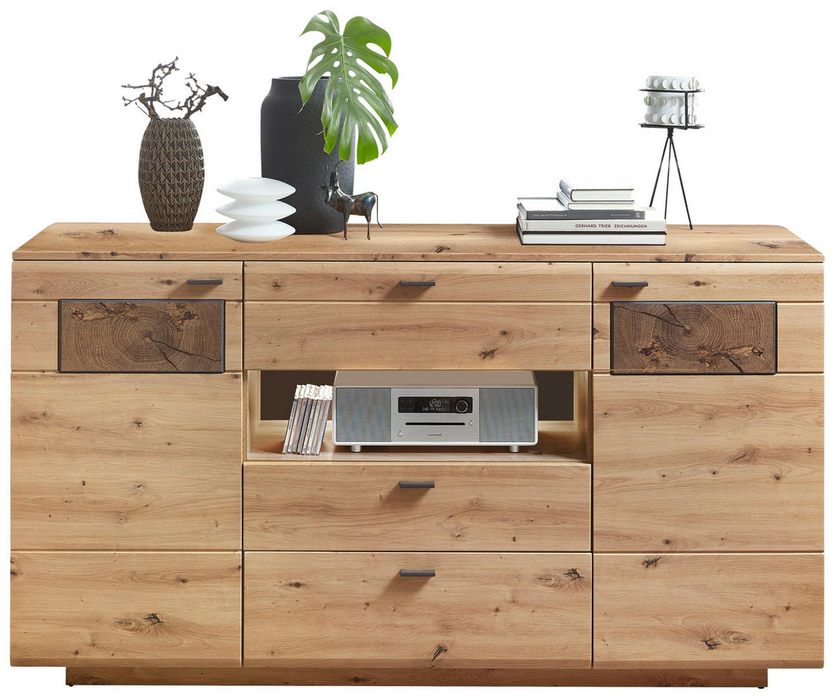 SIDEBOARD  in 175/98/47 cm  - Eichefarben/Graphitfarben, MODERN, Holzwerkstoff/Metall (175/98/47cm) - Livetastic
