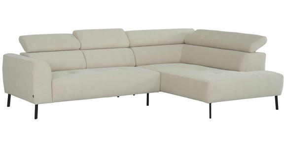 ECKSOFA in Feincord Beige 280/205 cm - Beige/Schwarz, Design, Textil/Metall (280/205cm) - Xora