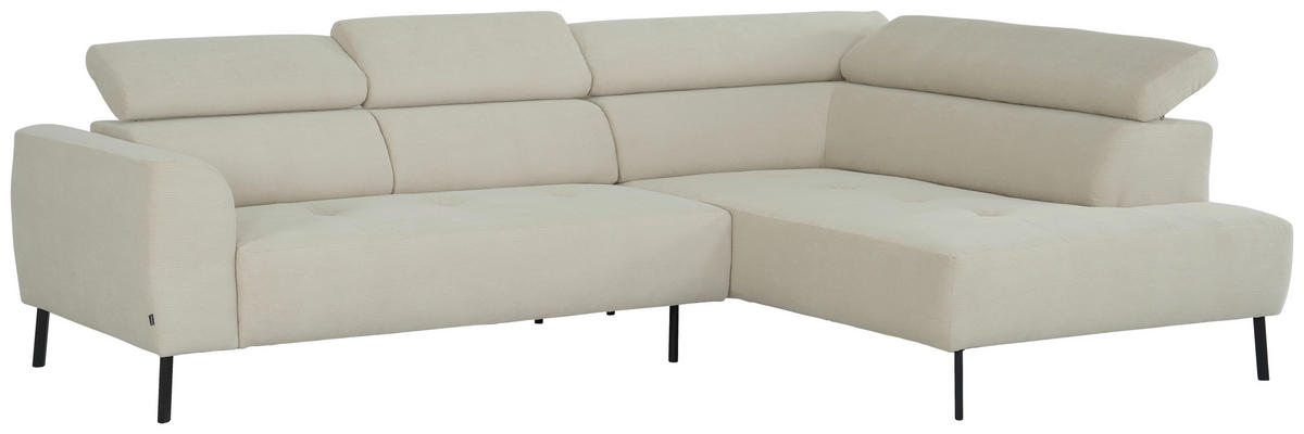 ECKSOFA in Feincord Beige  280/205 cm  - Beige/Schwarz, Design, Textil/Metall (280/205cm) - Xora