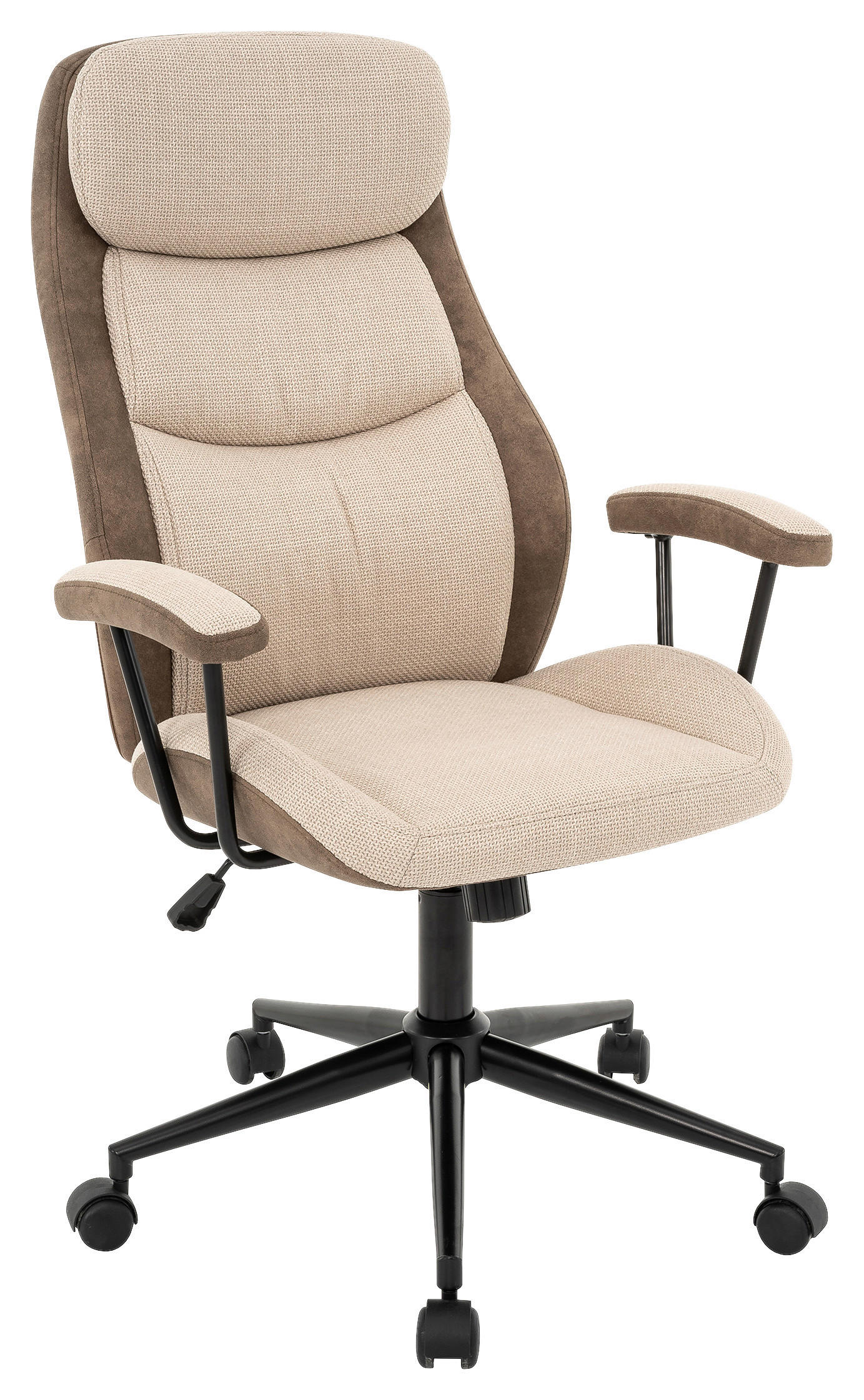 CHEFSESSEL Webstoff Beige  - Beige/Schwarz, MODERN, Kunststoff/Textil (64/103-113/66cm) - MID.YOU
