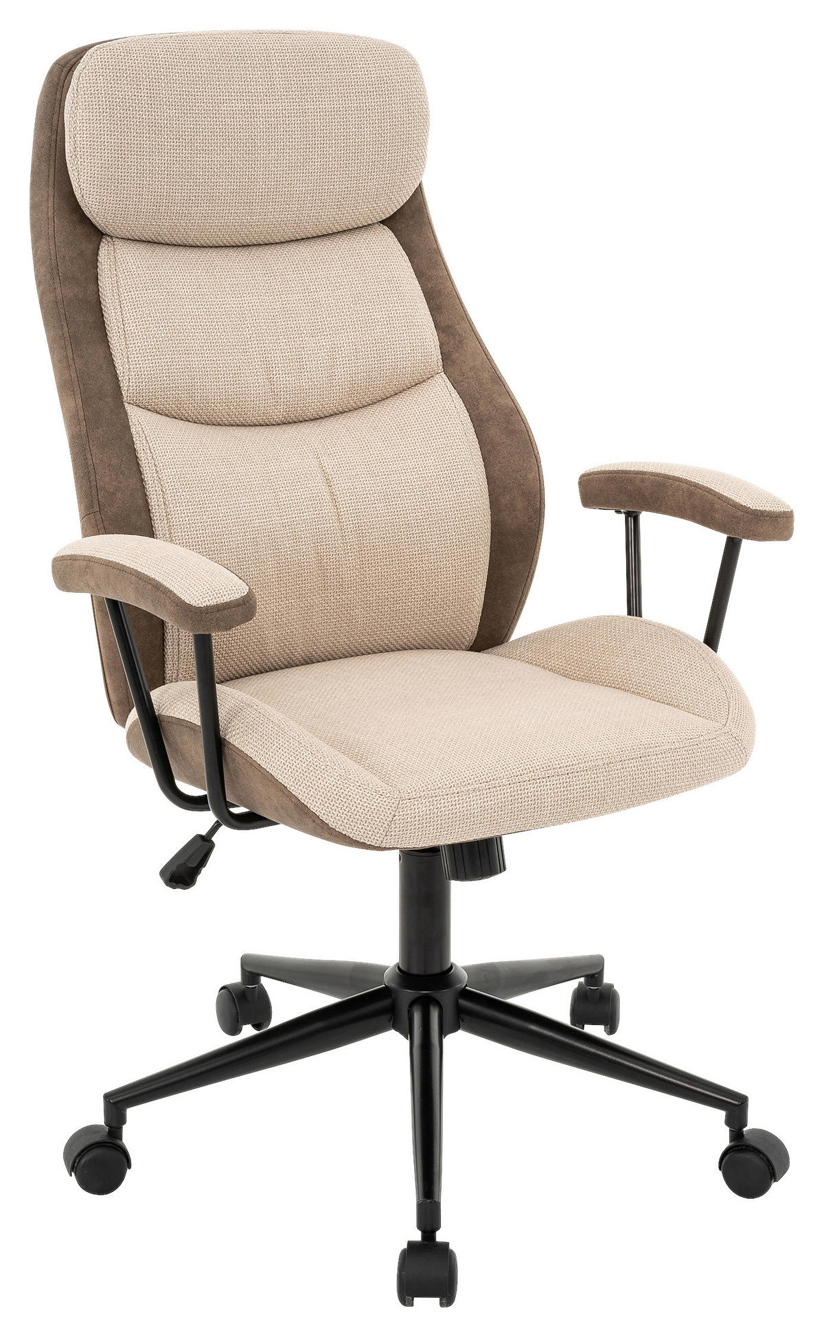 CHEFSESSEL Webstoff Beige  - Beige/Schwarz, MODERN, Kunststoff/Textil (64/103-113/66cm) - MID.YOU
