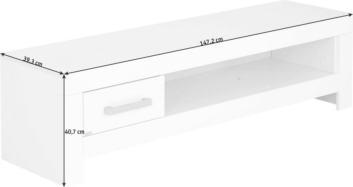 LOWBOARD Fiona  in 147,2/40,7/39,3 cm  - Chromfarben/Weiss, Konventionell, Holzwerkstoff/Metall (147,2/40,7/39,3cm) - Paidi