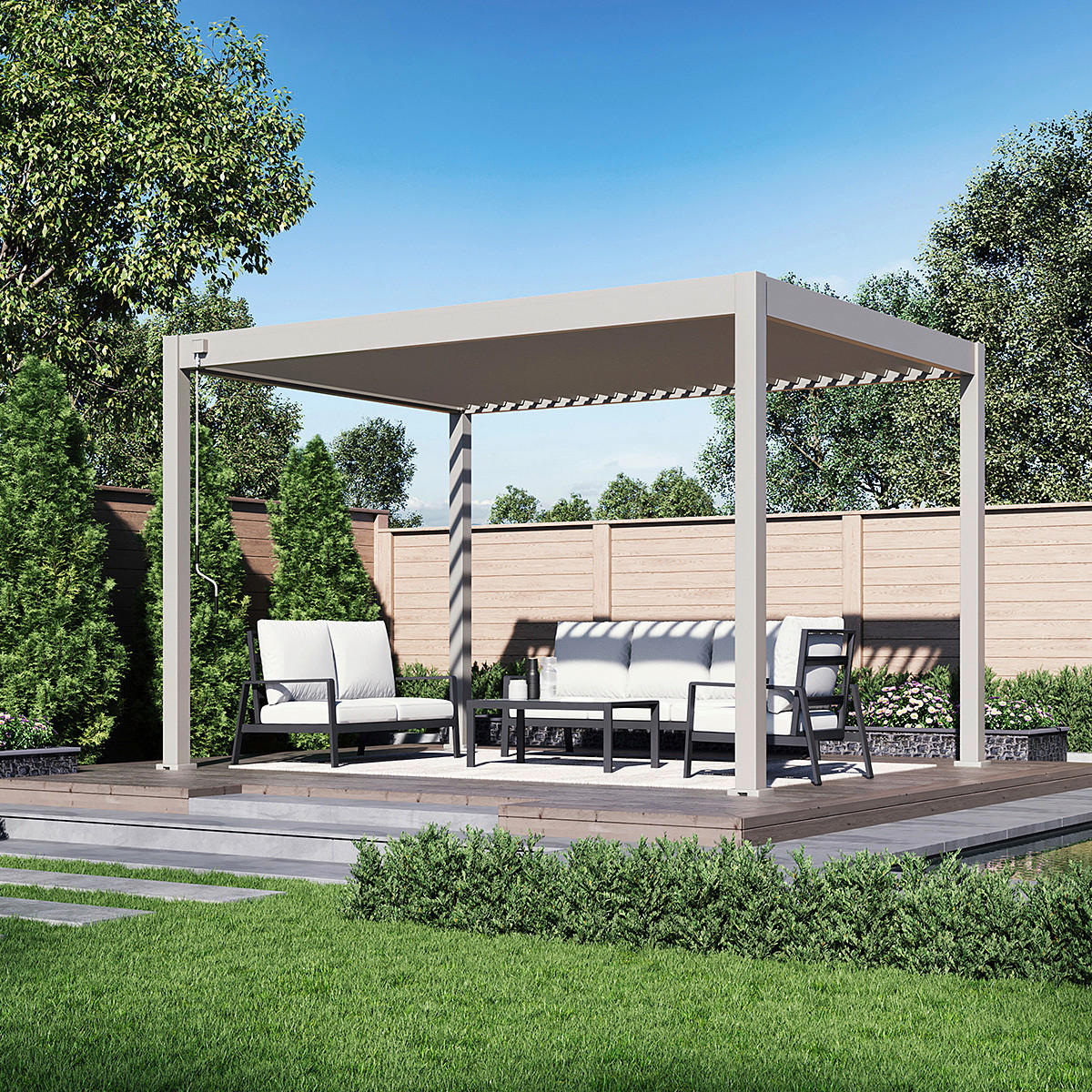 PERGOLA - Perlmutt, Basics, Metall (300/400/255cm) - Gardenson