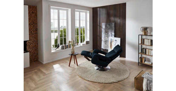RELAXSESSEL in Leder Dunkelblau - Edelstahlfarben/Dunkelblau, Design, Leder/Metall (78/112/85cm) - Cantus