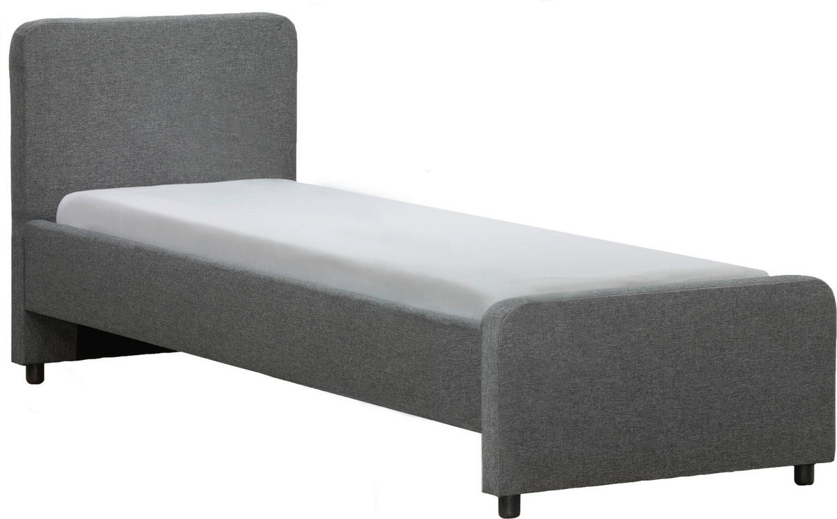 POLSTERBETT 90/200 cm,  in  - Dunkelgrau/Schwarz, KONVENTIONELL, Holz/Textil (90/200cm) - Boxxx