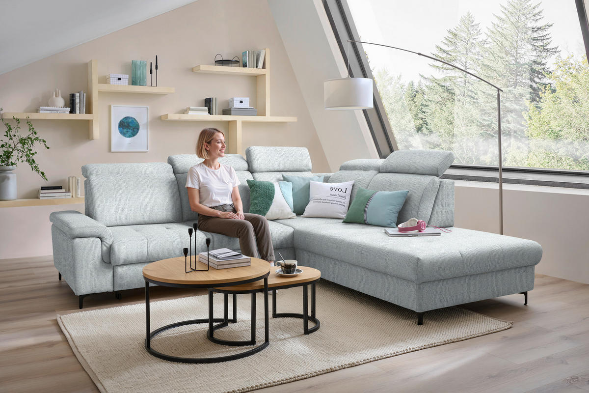 ECKSOFA Struktur Grau  - Schwarz/Grau, Design, Textil/Metall (292/270cm) - Stylife