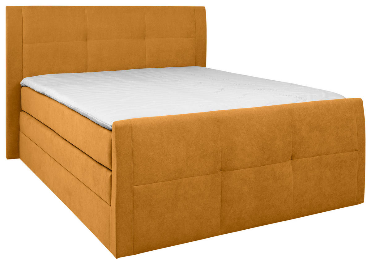 BOXSPRINGBETT 140/200 cm  in Gelb  - Gelb/Schwarz, KONVENTIONELL, Kunststoff/Textil (140/200cm) - Boxxx