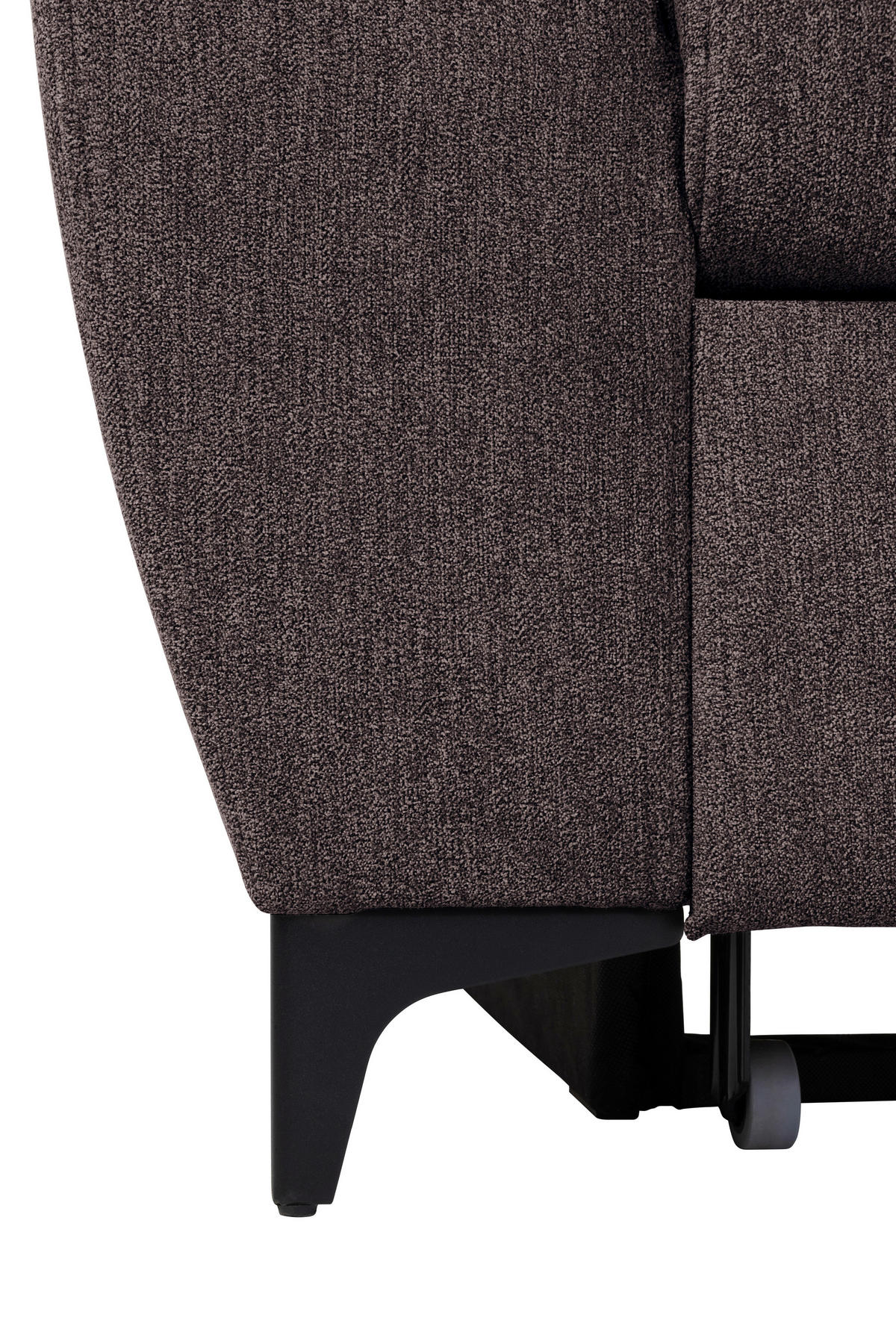 ECKSOFA in Velours Dunkelbraun  - Dunkelbraun/Schwarz, Konventionell, Textil/Metall (255/217cm) - MID.YOU