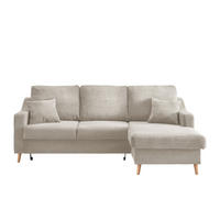 ECKSOFA Beige Cord Zierkissen, Rückenkissen, Bettkasten, Schlaffunktion, Rücken echt, Stauraum, Liegefläche im Originalstoff  - Beige/Naturfarben, Design, Holz/Textil (228/150cm) - P & B