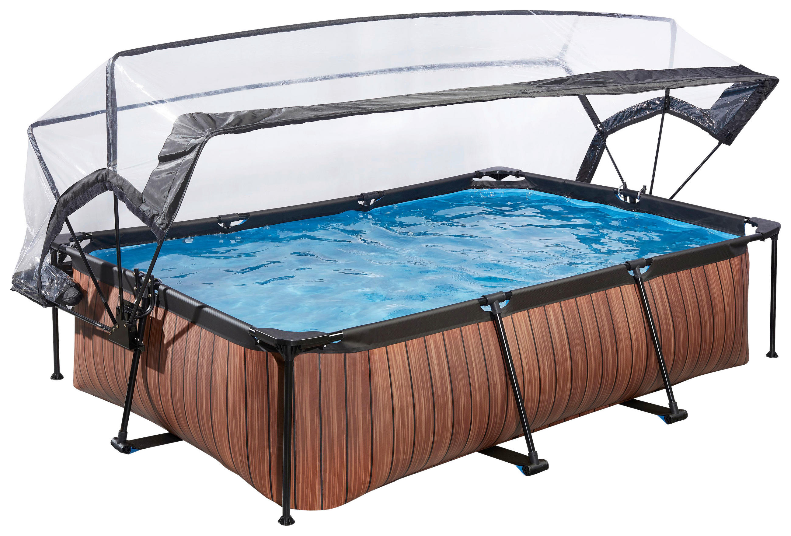 POOL-SET WOOD 220/150/65 cm  - Braun, KONVENTIONELL, Metall (220/150/65cm) - EXIT Toys