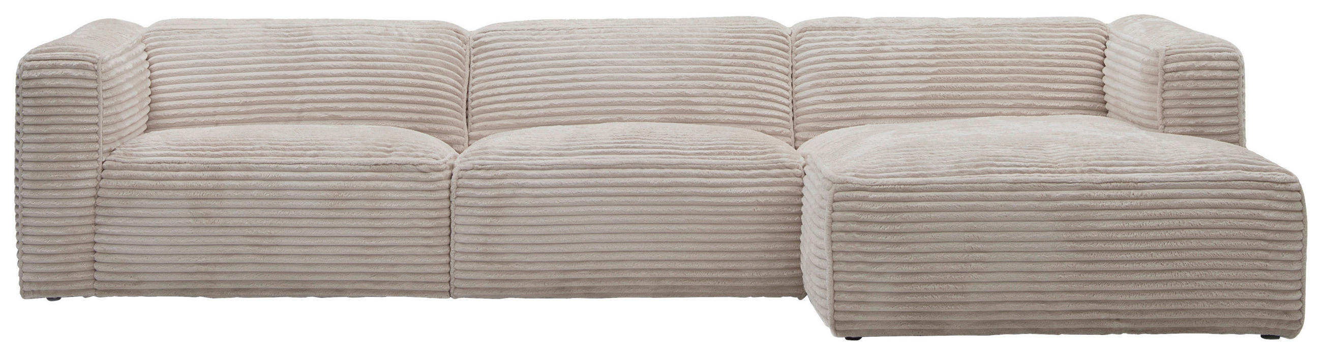 ECKSOFA Ottomane rechts, Eckteil  FEBE Creme Cord  - Creme/Schwarz, Design, Kunststoff/Textil (332/163cm) - Stylife