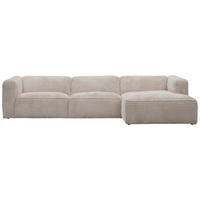ECKSOFA Ottomane rechts, Eckteil  FEBE Creme Cord  - Creme/Schwarz, Design, Kunststoff/Textil (332/163cm) - Stylife