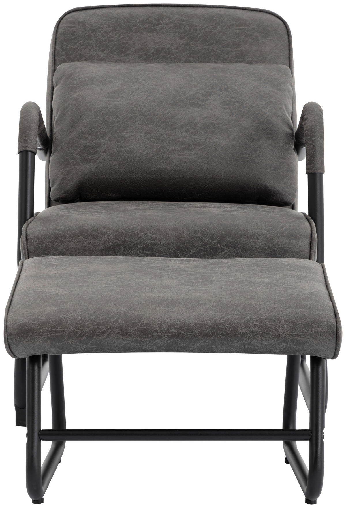 RELAXAČNÍ KŘESLO S TABURETEM, textil, šedá - šedá/černá, Design, kov/textil (80/85/57cm) - Livetastic