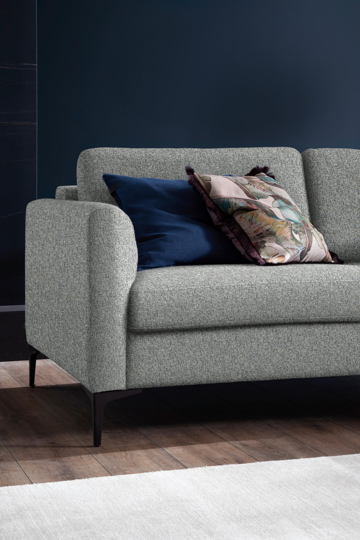 ECKSOFA in Flachgewebe Grau  310/195 cm  - Schwarz/Grau, Design, Textil/Metall (310/195cm) - Schöner Wohnen